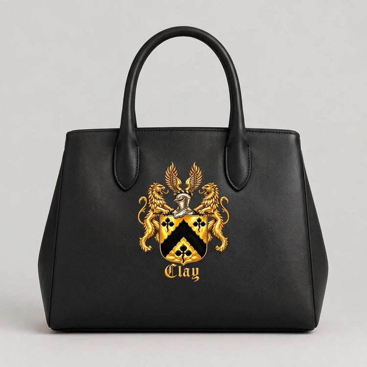 True black structured tote bag with the official gold Lion&