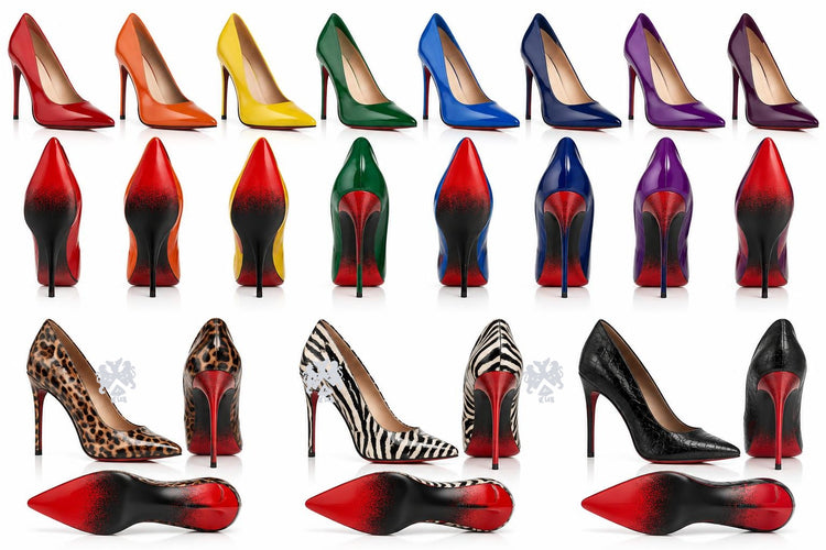 Zebra patent stilettos with official silver Lion&