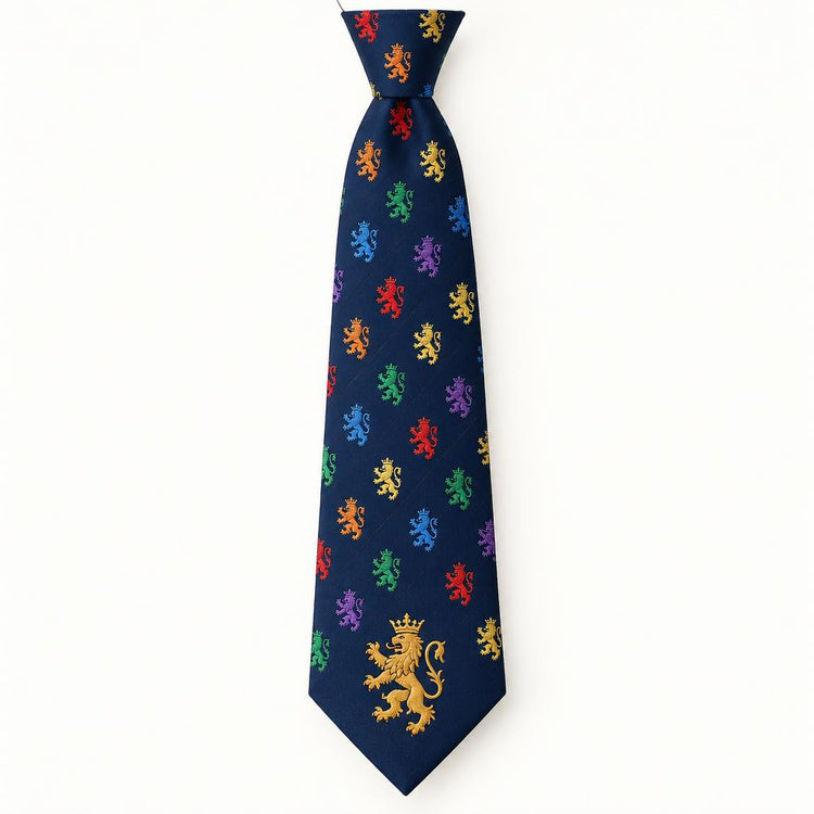 Standard-width silk necktie with diagonal rainbow Lion&
