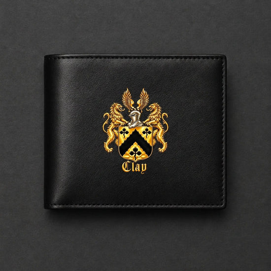 Clay lion crest calfskin wallet
