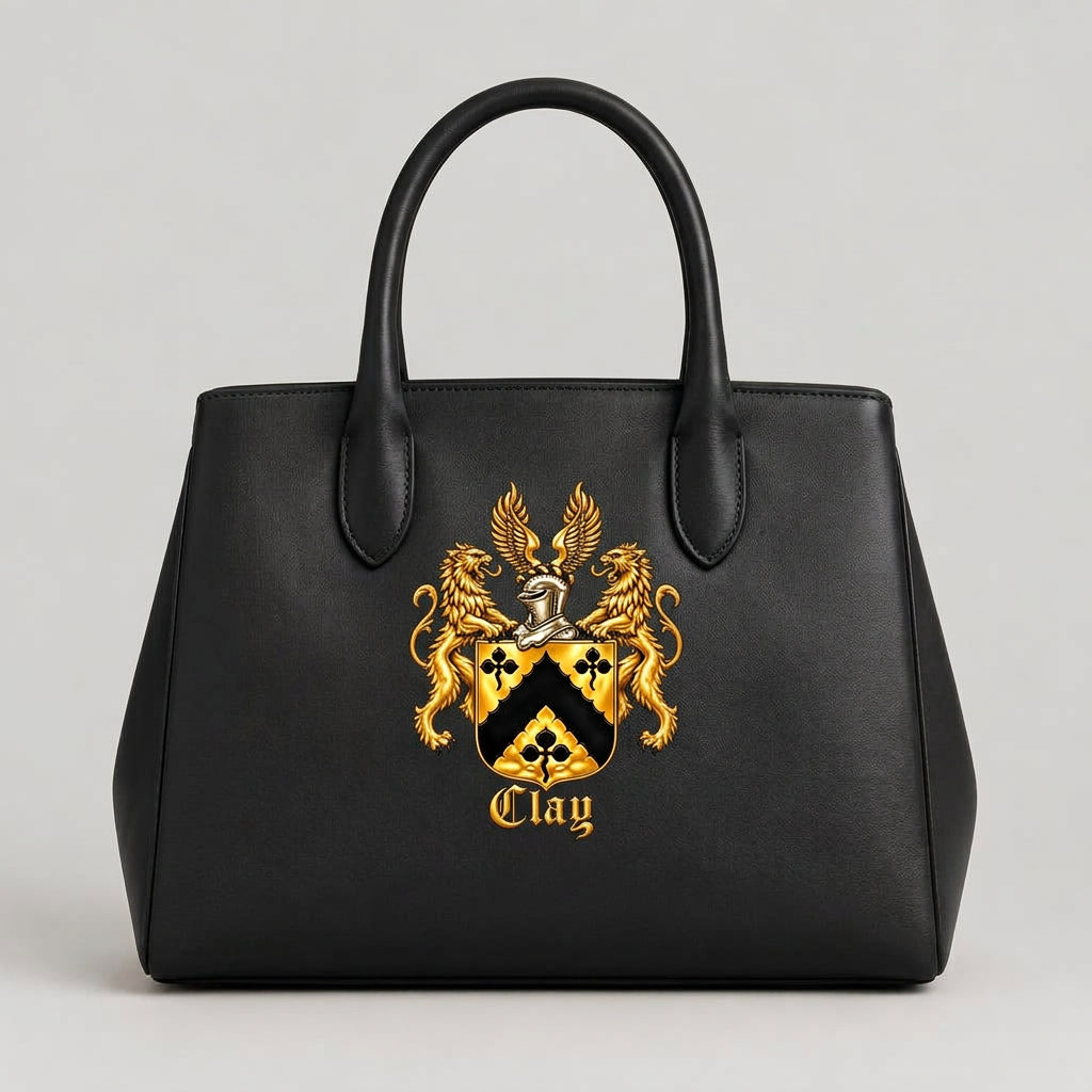 True black structured tote bag with the official gold Lion&