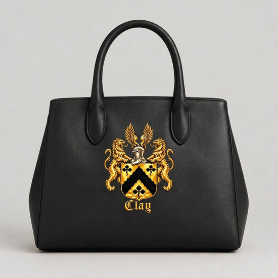 True black structured tote bag with the official gold Lion&