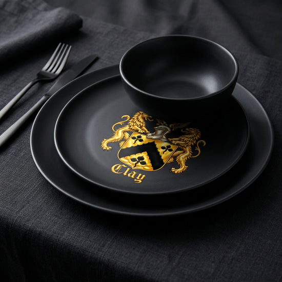 Clay crest black porcelain dinnerware
