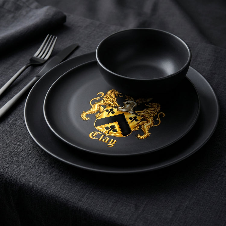Clay crest black porcelain dinnerware