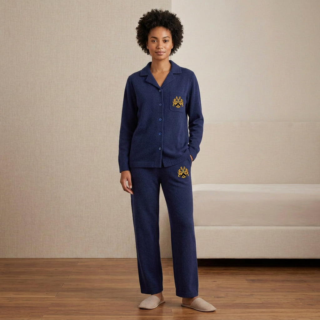 Cashmere pajama set with official gold Lion&