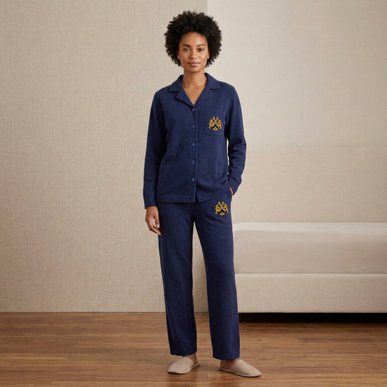 Cashmere pajama set with official gold Lion&