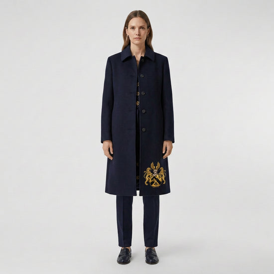 Lion’s Crest Women’s Fitted Cashmere Coat — Full Length