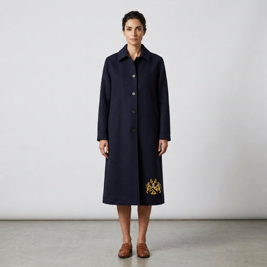 Lion’s Crest Wool Coat — Full Length, Heavyweight
