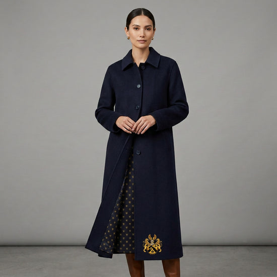 Lion’s Crest Wool Coat — Full Length, Lightweight