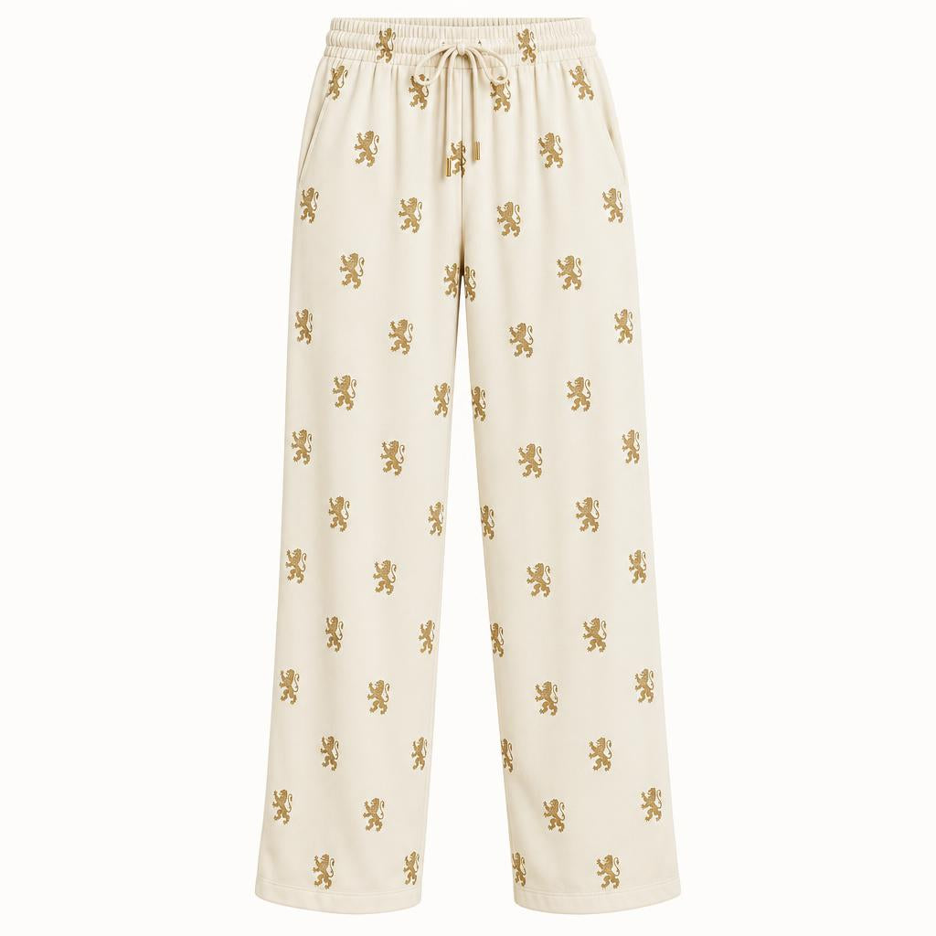 Relaxed lounge pants with repeating gold Lion&