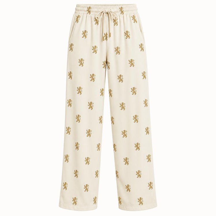 Relaxed lounge pants with repeating gold Lion&