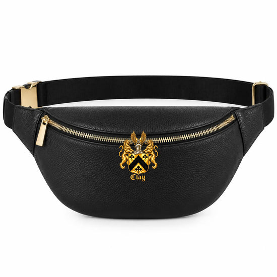 Black leather fanny pack with the exact full official Lion&