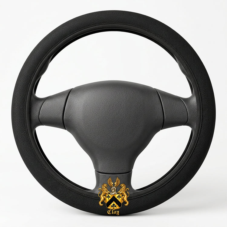 Black stretch-fit steering wheel cover with the official full Lion&