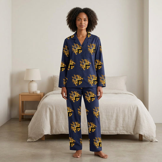 Clay Tartan Pajama Set shown on a model