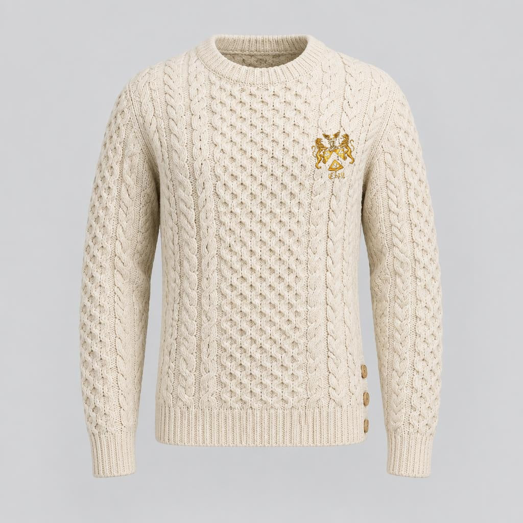 Organic cotton fisherman sweater with wooden side buttons and official Lion&