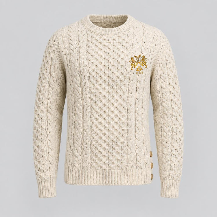 Organic cotton fisherman sweater with wooden side buttons and official Lion&