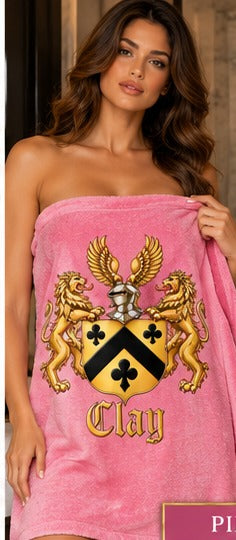 Pink crest towel, front