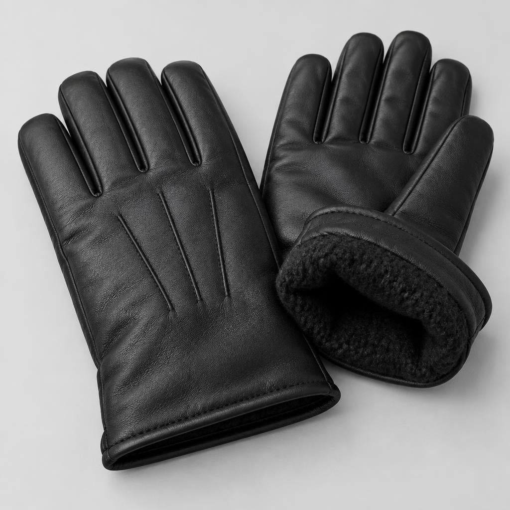 Black lambskin leather gloves with Thinsulate lining