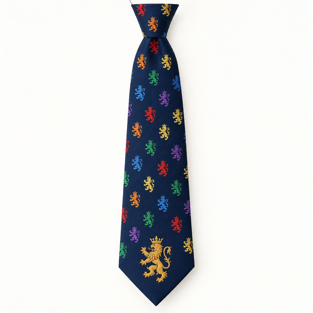 Standard-width silk necktie with diagonal rainbow Lion&