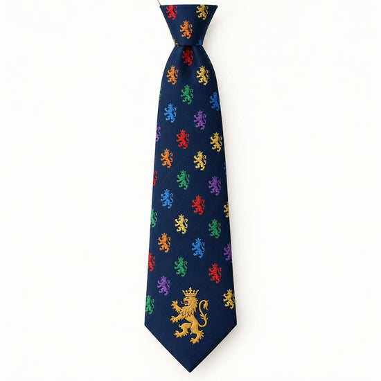 Standard-width silk necktie with diagonal rainbow Lion&