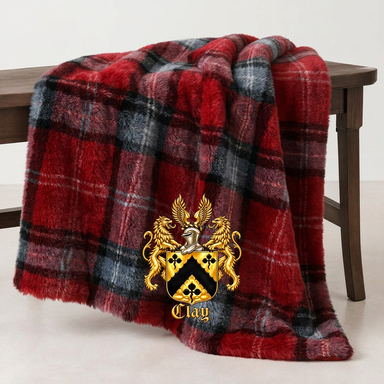 Super fluffy Clay tartan faux fur blanket with the official Lion&