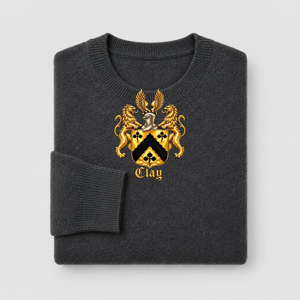 Cashmere waistcoat with the gold Clay crest on the right side