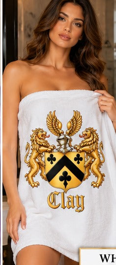 White crest towel, front